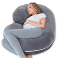 Pregnancy Pillow,Maternity Body Pillow with Velvet Cover,C Shaped Body Pillow for Sleeping (Grey)