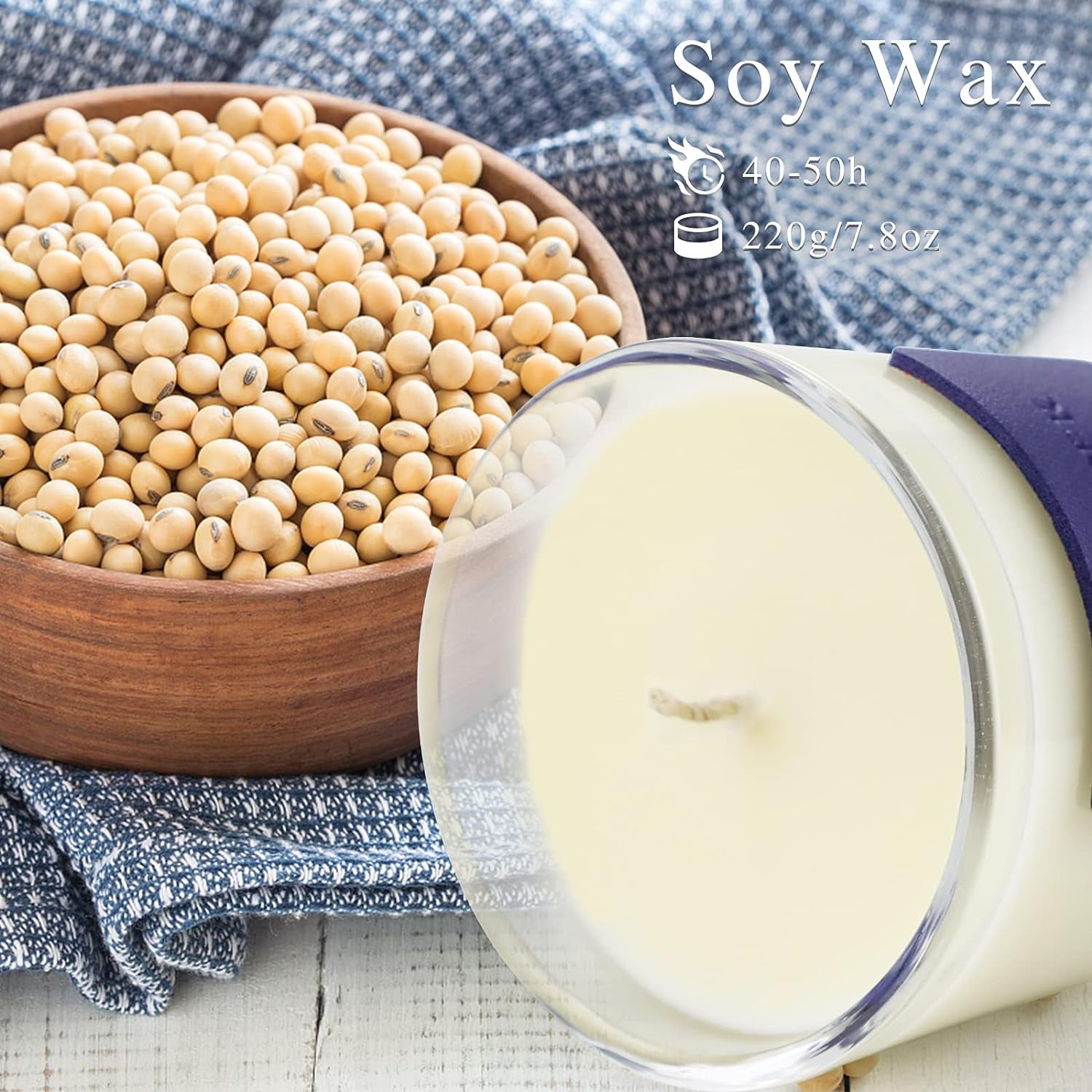 Candles, Premium Lavender | Highly Scented Candles for Home | 7.8 Oz 50 Hour Burn, Glass Jar Candles, All Natural Soy Candles | Leather High-End Design Aromatherapy Candles with Gift Box